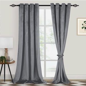 NWT Gray velvet grommet curtain panels.  52"W x 96"L (Pack of 2)